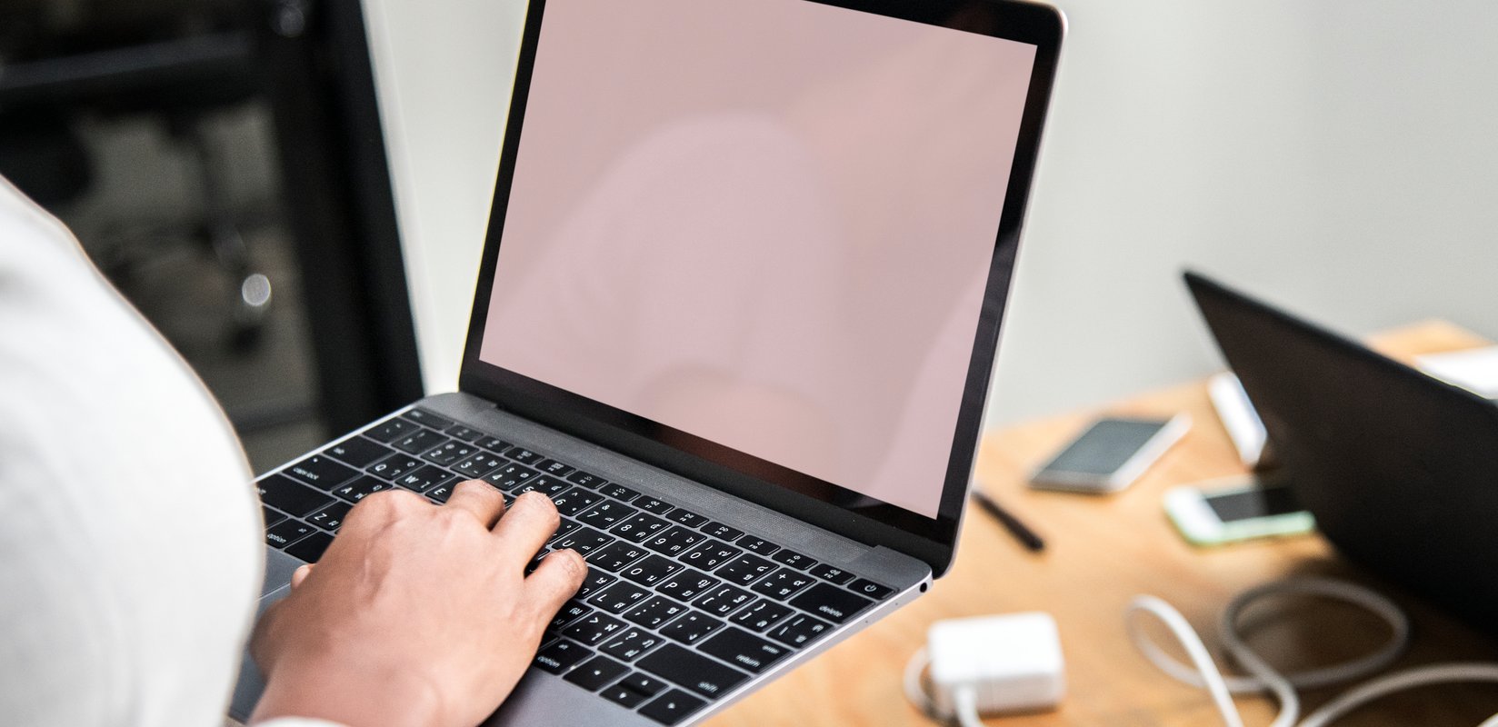 Laptop displaying a blank screen